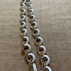 Kenneth Jay Lane Gold & White Enamel Chunky Links Necklace